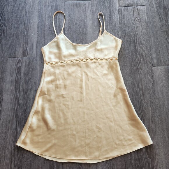 Vintage 90s La Senza classic butter yellow silky mini slip dress - Picture 6 of 12